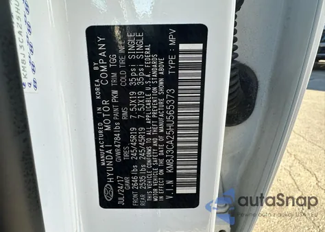 2017 Hyundai Tucson Limited z USA, uszkodzony, nr VIN KM8J3CA25HU565373